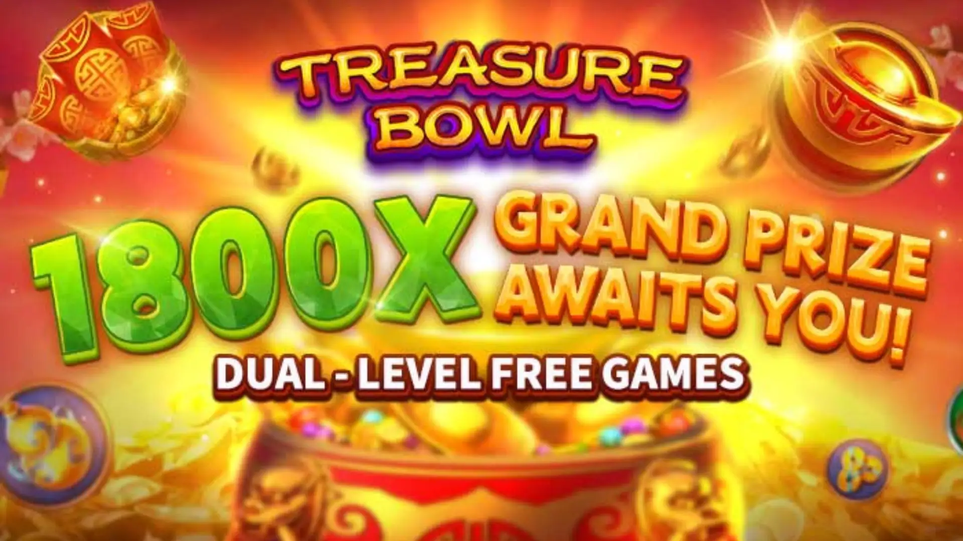 Multiplicadores Treasure Bowl 55xx - 7777x Máximo com Tigela Dourada